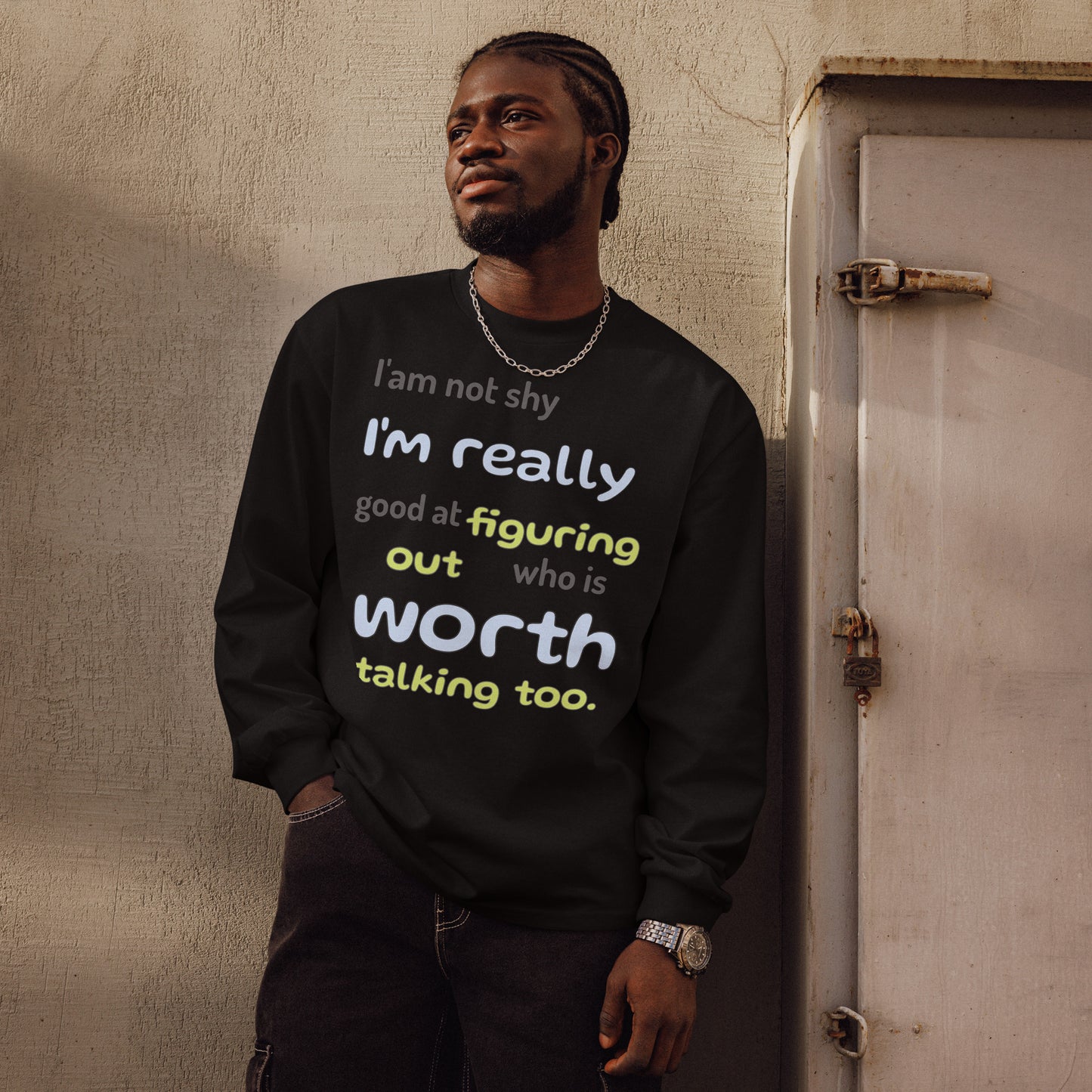 I'm not shy - Premium heavyweight long sleeve shirt