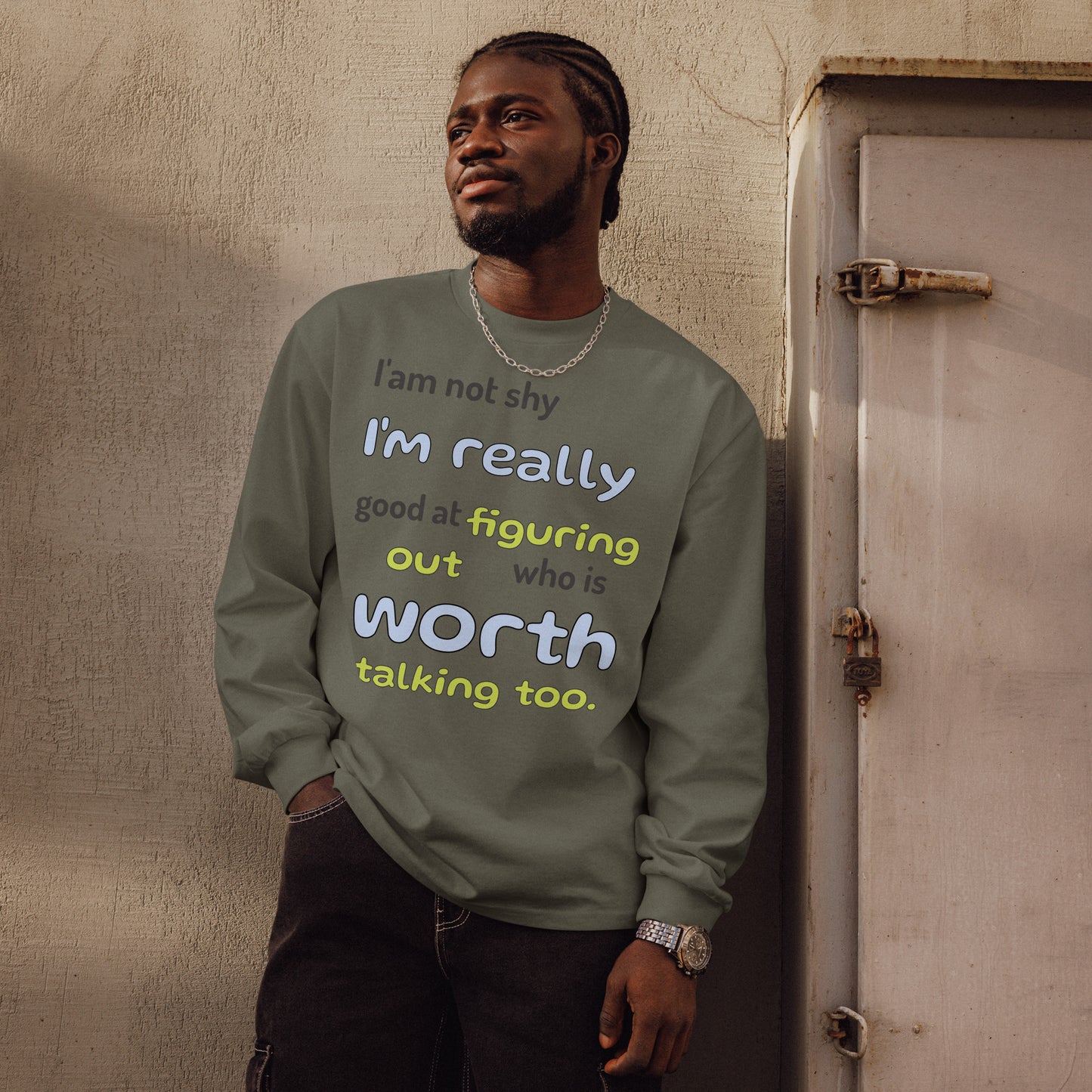 I'm not shy - Premium heavyweight long sleeve shirt